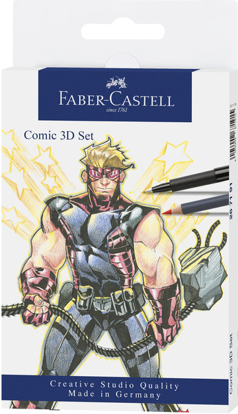 Faber Castell FC-267191 Tekenstift Faber-Castell Pitt Artist Pen Comic Set 3D Top Merken Winkel